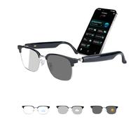 Tulbeys Occhiali AI con traduzione in tempo reale in 164 lingue, occhiali audio Bluetooth con altoparlante, occhiali intelligenti AI per uomo e donna, protezione dalla luce blu (argento)