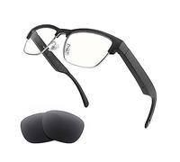 Tulbeys Occhiali audio Bluetooth intelligenti, occhiali con luce blu per donne e uomini, suono orecchio aperto con microfono e altoparlanti, filtro luce blu e lenti polarizzate, argento