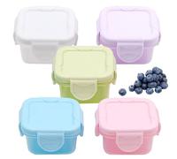 TULEBOLIAN 5x 60ml Mini Contenitori per Alimenti,Contenitori per Alimenti Quadrati,con coperchi,impilabili,Ermetici Mini Contenitore per Congelatore,per Salse,Marmellate e Snack