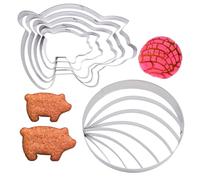 TULEBOLIAN Set da 6 Stampi per Biscotti in Acciaio Inox - 5 Sizes Pig Cookie Cutter Set & Round Cookie Mould,n Bread Mold,for Baking Biscuits Bread Mold