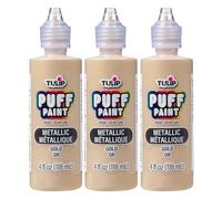 Tulip Colori Dimensional Oro Metallizzato 118 ml-3 Puff Paints-Dipingere, Colorare Poliestere e Decorare Stoffa-Tintura per Tessuti per Chiari Asciugatura-Atossica, Gold Metallic, One Size
