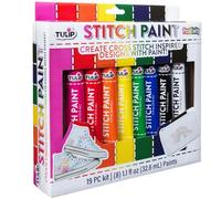 Tulip Colori per Tessuti - Multi Stitch Paint Kit - 8 pz da 32,6 ml - per Abiti per Dipingere su Tessuti, Tingere Poliestere e Decorare Stoffe - Incl. Beccucci di Precisione, Fogli per Motivi e Guida