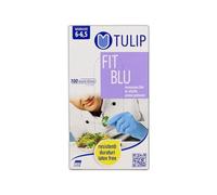Tulip Fit Blu, Guanti in nitrile senza polvere, Monouso, S (6-6.5), Confezione da 100 pezzi