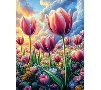 Tulip Flowers in A Blooming Garden Puzzle 300 Pezzi Rompicapo Per Team Building Wildlife Pet Attività Di Gruppo Collaborazione E Divertimento Regalo Festa Aziendale 300 PCS