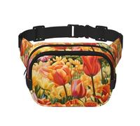 Tulip Garden Print Workout Accessory Square Double Layer Marsupio alla moda da viaggio per uomini e donne