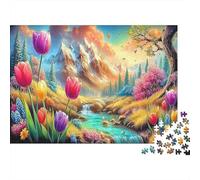 Tulip Garden Puzzle per Bambini 1000 Pezzi Recyclable Mountain Stream Puzzle Divertente E Impegnativa Gioco Per La Famiglia Grande Regalo Idea for Child‘s Birthday 38x26cm/1000pcs