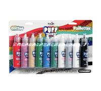 Tulip Glitter Puff Paint Pack, Permanent Multi-Surface Craft Paint for Drawing, Marbling, Hand Lettering or Dot Art Techniques, Use on Fabrics, Decor, Rock Painting, Egg Painting, Ornaments, 10 Colors