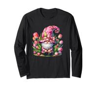 Tulip Graphic for Women Florist And Gardeners Spring GNOME Maglia a Manica