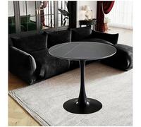 Tulip - Tavolo da pranzo rotondo moderno in granito con piedistallo in metallo, per cucina e sala da pranzo, 80 cm, colore: nero