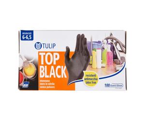 Tulip Top Black - 100 Guanti In Nitrile Taglia S Nero