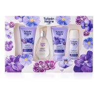 Tulipano nero - Sweet Viola, confezione regalo Unisex, Colonia 50 ml + lozione per il corpo 75 ml + gel da bagno 75 ml + deodorante spray 50 ml, fragranza dolce e floreale a lunga durata