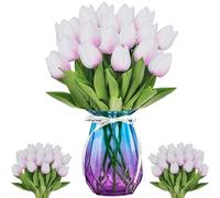 Tulipani Artificiali, 12 Pezzi Fiori Finti di Tulipani, Artificiale Tulipani in Lattice, Artificiali Tulipani con Foglie, for Matrimonio, Festa, Composizioni Floreali, Bouquet da Sposa (Viola)