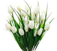 Tulipani artificiali, confezione da 6 steli di tulipani in seta con design realistico per centrotavola per matrimoni, decorazione per la casa e il giardino, oggetti di scena fotografici per feste