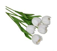 Tulipani artificiali in seta per centrotavola per matrimoni ed eventi, con petali realistici e steli flessibili per composizioni floreali personalizzabili (bianco)