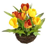 Tulipani artificiali nel nido, fiori artificiali a forma di pappagallo, decorazione primaverile, decorazione pasquale, centrotavola, fiori di seta come veri tulipani artificiali, decorazione da tavolo