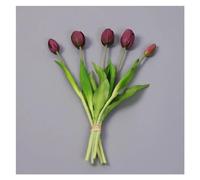 Tulipani artificiali realistici 5 pezzi di silicone morbido al tatto tulipani fiore artificiale decorazione della tavola simulazione tulipani bouquet arredamento casa giardino bouquet arredamento(Dark