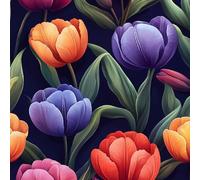 Tulipani Colorati Carta da Parati Rimovibile Piante Fiori Autoadesiva Impermeabile Ispessita Opaco Pellicola Adesivo Mobilia Decorativo Rullo Sticker per Cucina Camera da Letto Bagno 0.45x3 m