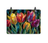 Tulipani Copertura superiore per stufa elettrica, moderna floreale foglia di petalo primavera rosso copertura impermeabile per piano in vetro elettrico cottage cucina Decor 71 x 50 cm
