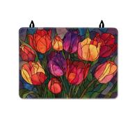 Tulipani Copertura superiore per stufa elettrica, motivo floreale artistico, foglia petalo primavera rossa impermeabile copertura per piano cottura superficie in vetro cottage cucina Decor 71 x 50 cm