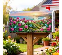 Tulipani - Coperture magnetiche per cassetta postale, con farfalle vibranti al tramonto e pesca, decorazione per portico anteriore, 53 x 65,5 cm