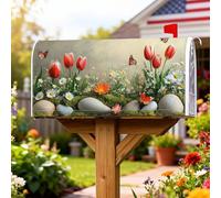 Tulipani - Coperture magnetiche per cassetta postale, motivo primaverile, farfalla, crisantemo, primavera, rosso, per decorazioni per la casa e il giardino, 45,7 x 53,3 cm