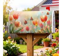 Tulipani - Coperture magnetiche per cassetta postale, motivo primaverile, floreale, farfalla, fiore, primavera, pesca, protezione per la posta per la casa e il giardino, 45,7 x 53,3 cm