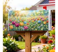 Tulipani - Coperture magnetiche per cassette postali, primaverili e vivaci libellule, campo di fiori primaverili, multicolore, protezione per la decorazione del prato, 45 x 53 cm