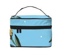 Tulipani gialli disegnati a mano, borsa da viaggio per il trucco da donna, grande organizer per cosmetici