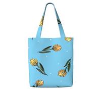 Tulipani gialli disegnati a mano,Borse della spesa riutilizzabili, borse per la spesa, borsa a tracolla in tela di grande capacità