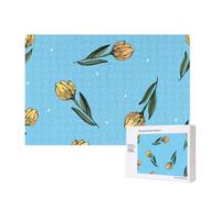 Tulipani gialli disegnati a mano,Puzzle in legno da 300 pezzi per famiglie, per adulti e adolescenti, decorazioni per la casa