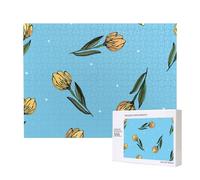 Tulipani gialli disegnati a mano,Puzzle in legno da 500 pezzi, gioco di famiglia, puzzle per adulti e adolescenti, decorazioni per la casa