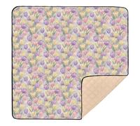 Tulipani - Tappetino da gioco per bambini, grande, robusto, per interni ed esterni, in un unico pezzo, per bambini, 127 x 127 cm, colore: viola
