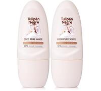Tulipano Nero Antitraspirante Roll-on Coco Pure White 50 ml, 0% Alcol e Coloranti, Sudore Controllato (Confezione da 2)