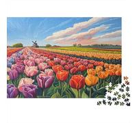 Tulipano Puzzle Impossible 1000Pcs Mulino a vento cielo blu Decorazione Per La Casa. Rilassamento E Intelligence Per Adulti E Ragazzi Da 14 Anni 1000pcs (75x50cm)