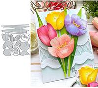 Tulipano, set di fustelle in metallo, con foglie di fiori primaverili, stencil per ritagli, album di ritagli, goffratura decorativa per biglietti