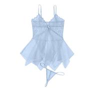 Tull di bellezza da donna elegante sognare lingerie sexy Body aperto cavallo ricamato sottile body doll intimo floreale pizzo intimo, BU1, Taglia unica