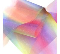 Tulle Arcobaleno Glitter Rotolo 30 cm x 9 m, Tulle Nastro Gradiente Arcobaleno, Morbido Tavolo Tulle Artigianato per Feste di Matrimonio Tutù e Decorazioni