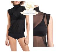 Tulle Body Di Wolford XS Nero Elegante Trasparente Alto Chiuso