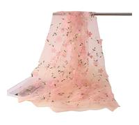 Tulle Fabric Pink Flower Embroidery Mesh Lace Soft For Wedding Party Christmas Decoration(Dusty Pink,200CM X 150CM)