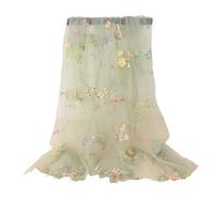 Tulle Fabric Pink Flower Embroidery Mesh Lace Soft For Wedding Party Christmas Decoration(Green,800CM X 150CM)