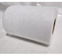 Tulle glitter larghezza 12,5 cm bobina rotolo da 50 metri | bianco glitter