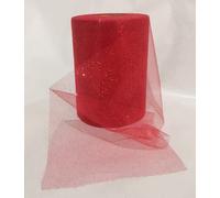 Tulle glitter larghezza 12,5 cm bobina rotolo da 50 metri | rosso glitter