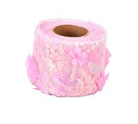 Tulle Roll - Elegante tessuto in rete con paillettes e glitter con fiore ricamato, leggero e flessibile, fai da te, decorazione e progetti di cucito (tipo 5)