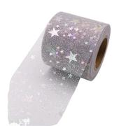 Tulle Rotolo di tulle a forma stella glitterata da 25 iarde e 6 cm, morbido tessuto a rete iridescente, fai te, fatto a mano, for artigianato, tutù, matrimonio, compleanno, festa, decorazioni(Gray)