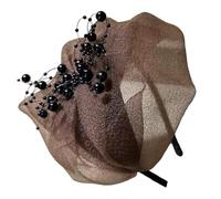 Tulle Volant Fascia Perline Mezzo Cappello Per Le Donne Ragazza Estetica Francese Fascinator Hairhoop Per Il Partito di Sera Styling Dei Capelli Teaparty Accessori