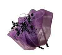 Tulle Volant Fascia Perline Mezzo Cappello Per Le Donne Ragazza Estetica Francese Fascinator Hairhoop Per Il Partito di Sera Styling Dei Capelli Teaparty Accessori