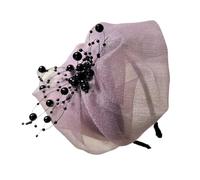 Tulle Volant Fascia Perline Mezzo Cappello Per Le Donne Ragazza Estetica Francese Fascinator Hairhoop Per Il Partito di Sera Styling Dei Capelli Teaparty Accessori