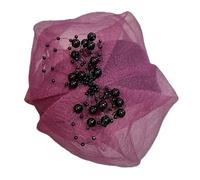 Tulle Volant Fascia Perline Mezzo Cappello Per Le Donne Ragazza Estetica Francese Fascinator Hairhoop Per Il Partito di Sera Styling Dei Capelli Teaparty Accessori