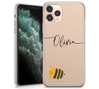 TULLUN Custodia personalizzata per iPhone 14, in morbido gel trasparente, cover personalizzata con api stile individuale iniziali nome testo - nome con righe