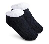 TULMERO Calze Termiche Donna e Uomo - L / 40-42 / Nero - Antiscivolo Come Pantofole Invernali - Spesse, Calde e Morbide per La Casa - Natalizie